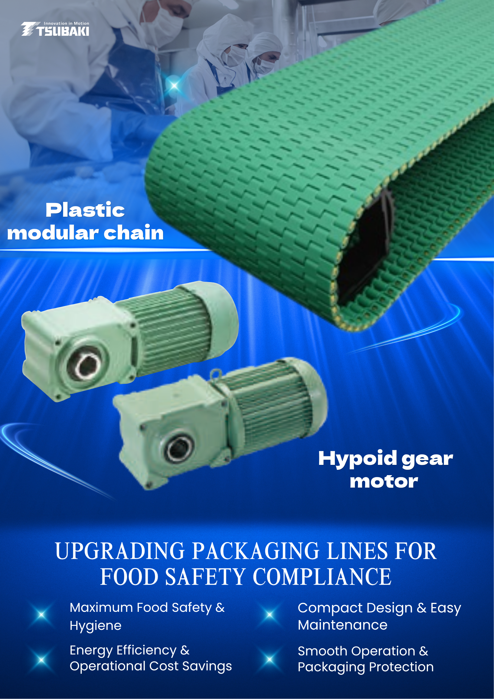Tsubaki Plastic Chain and Hypoid motor
