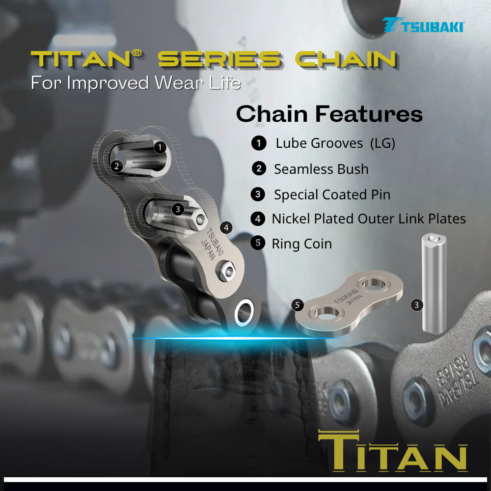 Tsubaki Titan chain series - Special Coated Pins
